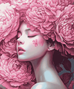 Pink Floral Fantasy Lady Diamond Painting