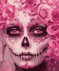 Pink Floral Skull Fantasy Diamond Painting