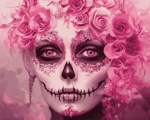 Pink Floral Skull Fantasy Diamond Painting