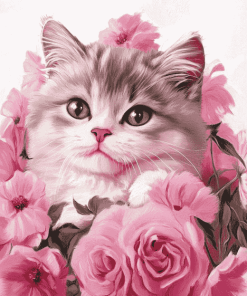 Pink Kitty Diamond Painting