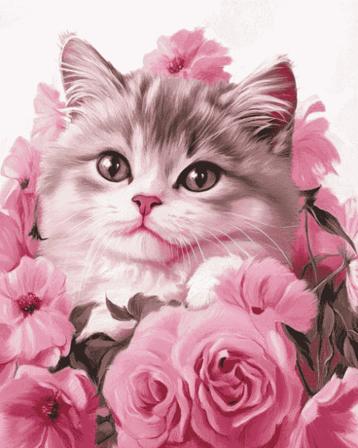 Pink Kitty Diamond Painting