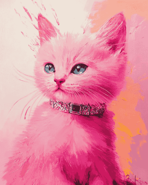 Pink Kitty Diamond Painting