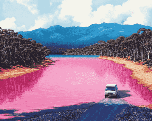 Pink Lakes of Australia Diamond Painting