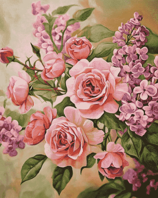 Pink Lilac Blooms Diamond Painting