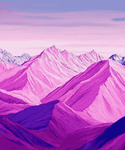 Pink Mountain Landscapes Diamond Painting