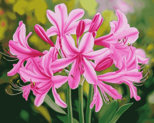 Pink Nerine Blossoms Diamond Painting