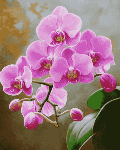 Pink Orchid Blossoms Diamond Painting