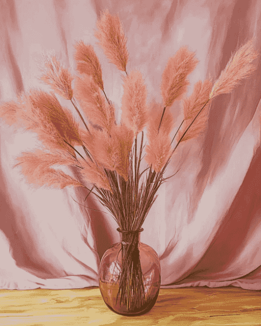 Pink Pampas in Vase Diamond Painting