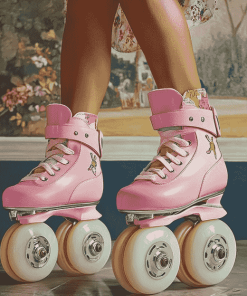 Pink Rollerblades Women Diamond Painting