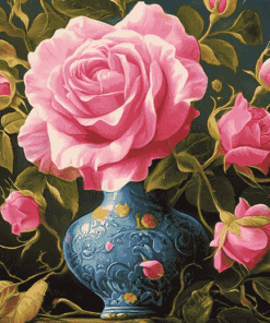 Pink Rose Blossoms Diamond Painting