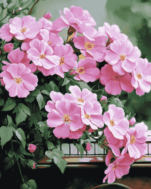 Pink Roses Bloom Diamond Painting