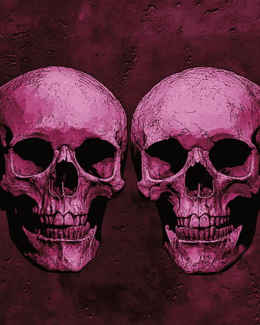 Pink Skeleton Skulls Diamond Painting