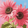 Pink Sunflowers and Blossoms Diamond Painting