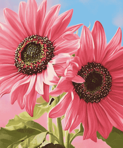 Pink Sunflowers and Blossoms Diamond Painting