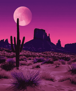 Pink Western Desert Landscape Diamond Painting