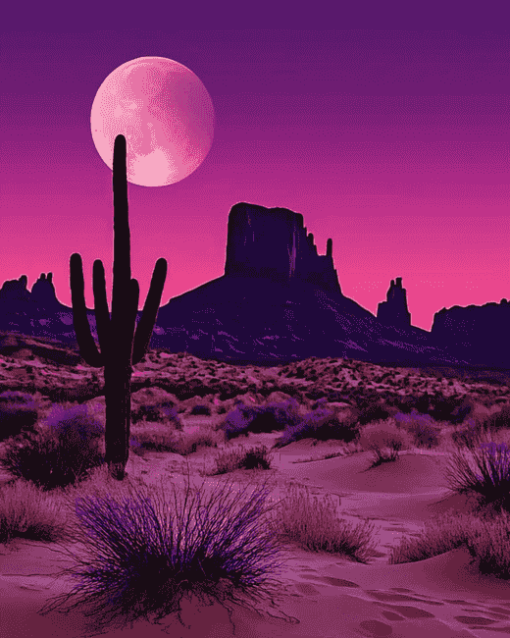 Pink Western Desert Landscape Diamond Painting