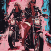 Pink Women Bikers Diamond Painting