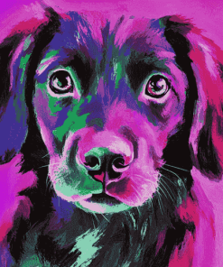 Pink and Black Puppy Diamond Painting