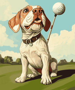 Playful Puppy Golf Diamond Painting