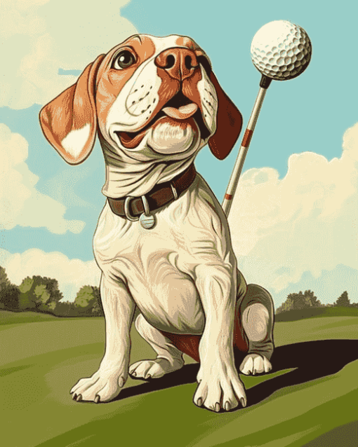 Playful Puppy Golf Diamond Painting