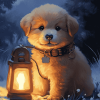 Playful Puppy Lantern Diamond Painting