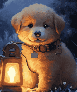 Playful Puppy Lantern Diamond Painting