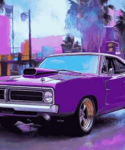 Plum Crazy Plymouth Roadrunner Diamond Painting