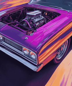 Plum Crazy Plymouth Roadrunner Diamond Painting