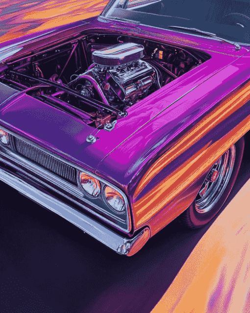 Plum Crazy Plymouth Roadrunner Diamond Painting