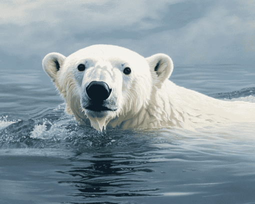 Polar Bear Swimming Diamond Painting