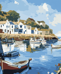 Polperro Seaside Scene Diamond Painting