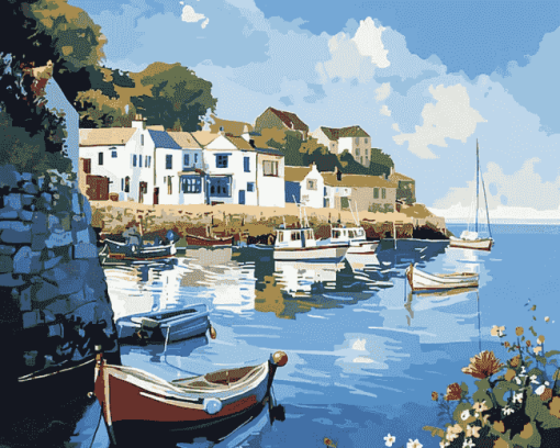 Polperro Seaside Scene Diamond Painting