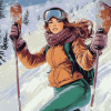 Pop Art Ski Girl Diamond Painting