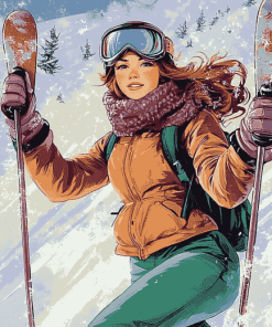 Pop Art Ski Girl Diamond Painting