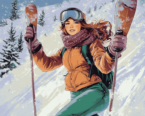 Pop Art Ski Girl Diamond Painting