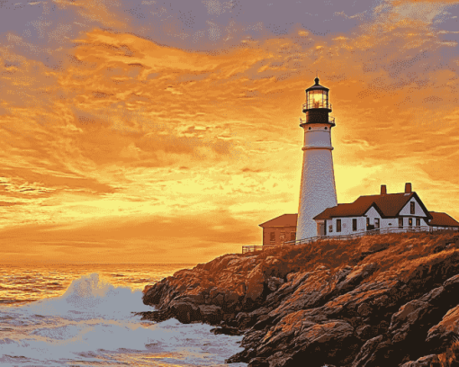 Portland Lighthouse Landscape Diamond Painting