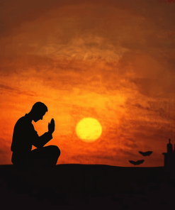 Praying Hand Sunset Silhouette Diamond Painting