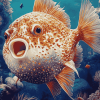 Puffer Fish Diamond Painting with Koi Carps