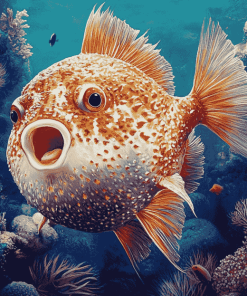 Puffer Fish Diamond Painting with Koi Carps