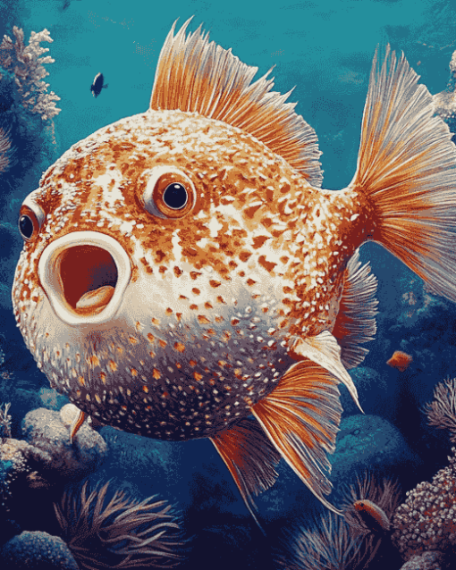 Puffer Fish Diamond Painting with Koi Carps