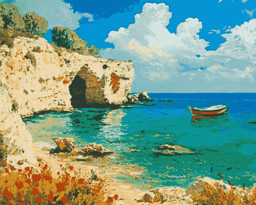 Puglia Seaside Scenery Diamond Painting