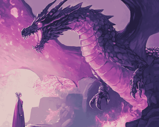 Purple Anime Dragon Fantasy Diamond Painting