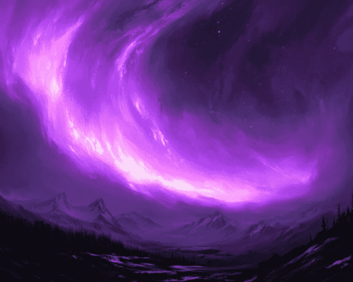 Purple Aurora Fantasy Landscape Diamond Painting