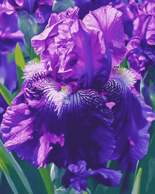 Purple Bearded Iris Flower Diamond Painting