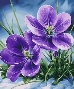 Purple Blossoms in Snow Diamond Painting