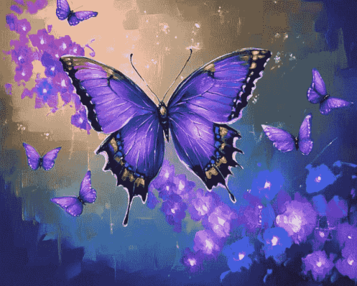 Purple Butterfly Insects Diamond Painting