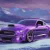 Purple Car Engines Diamond Painting