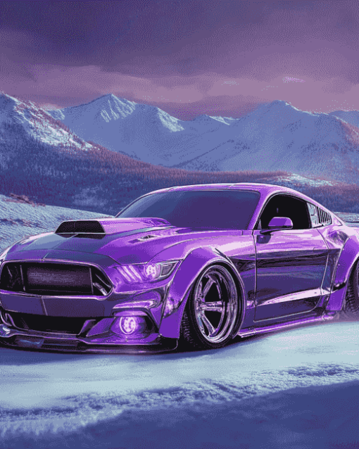 Purple Car Engines Diamond Painting