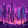 Purple City Skyline Diamond Painting