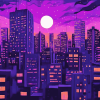 Purple Cityscape Diamond Painting